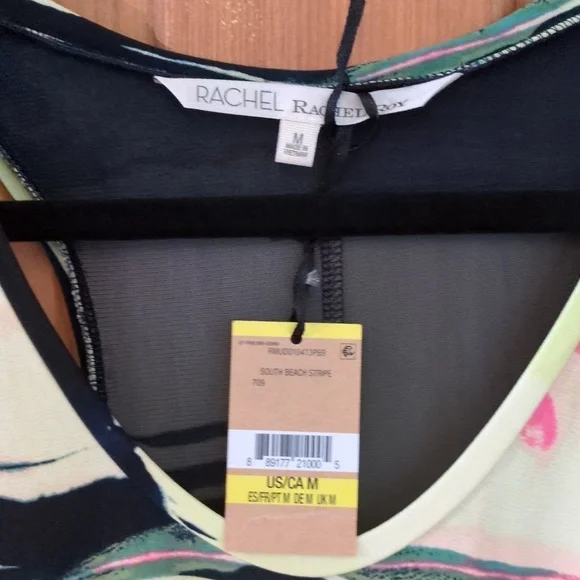 RACHEL Rachel Roy Michele South Beach Stripe Racer Back Hi Low Tank Dress M - Picture 5 of 16